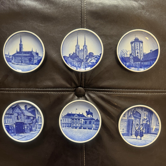Royal Copenhagen Other - Vintage Set of 6 Royal Copenhagen Denmark Blue & White Mini Wall Plates 3"